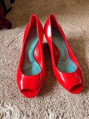 OKA.b Women's Red Peep Toe  Wedge jelly  Shoes